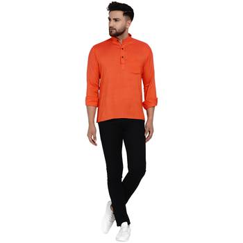 Orange plain rayon men-kurtas 5