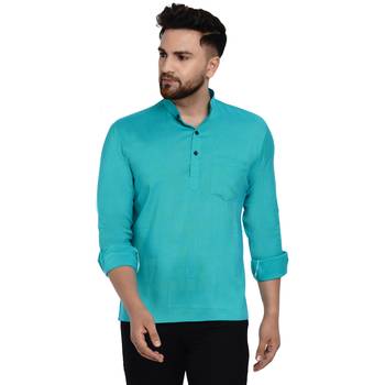 Green plain rayon men-kurtas 1