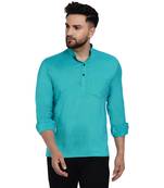 Green plain rayon men-kurtas