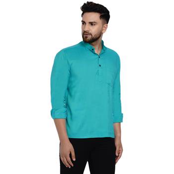 Green plain rayon men-kurtas 2