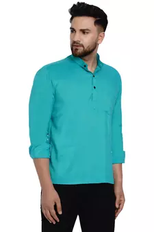 Green plain rayon men-kurtas