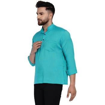 Green plain rayon men-kurtas 3