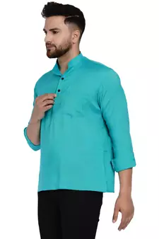 Green plain rayon men-kurtas