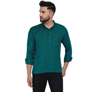 Green plain rayon men-kurtas 1