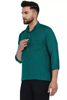 Green plain rayon men-kurtas