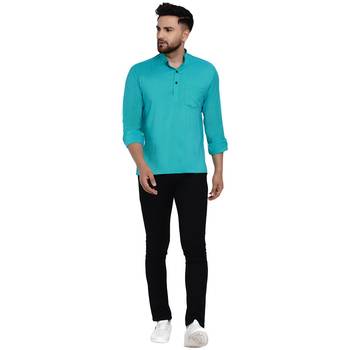 Green plain rayon men-kurtas 5