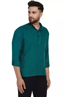 Green plain rayon men-kurtas