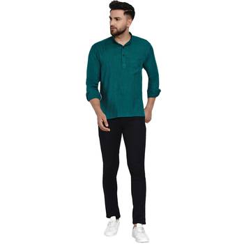 Green plain rayon men-kurtas 5