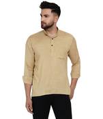 Beige plain rayon men-kurtas