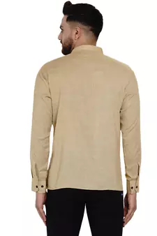 Beige plain rayon men-kurtas