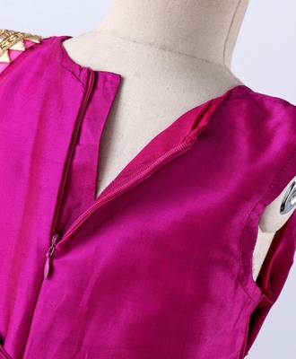 Girls Ruffle Sleeve Taffeta Silk Party Gown-Pink 6