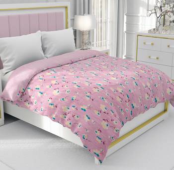 Pink Be Wangle Floral Printed Reversible Single Bed Dohar AC Blanket 1