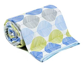 Blue Be Wangle Leaves Printed Reversible Single Bed Dohar AC Blanket 5