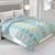 Cyan Blue Be Wangle Leaves Printed Reversible Double Bed Dohar AC Blanket