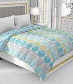 Cyan Blue Be Wangle Leaves Printed Reversible Single Bed Dohar AC Blanket