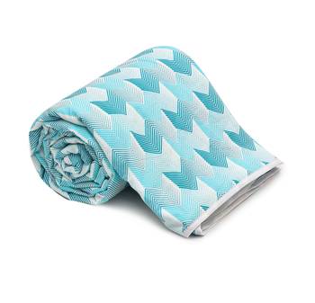 Cyan Blue Be Wangle Leaves Printed Reversible Single Bed Dohar AC Blanket 5