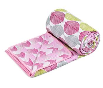 Pink Be Wangle Leaves Printed Reversible Single Bed Dohar AC Blanket 3