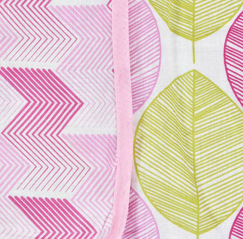 Pink Be Wangle Leaves Printed Reversible Single Bed Dohar AC Blanket