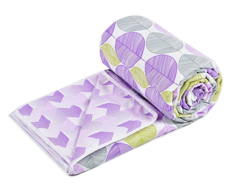 Purple Be Wangle Leaves Printed Reversible Single Bed Dohar AC Blanket