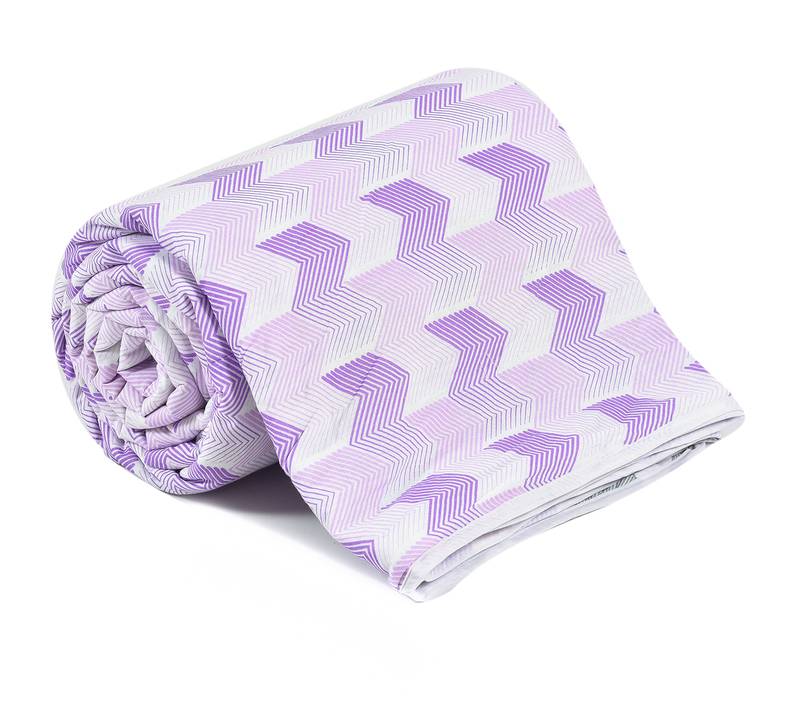 Purple Be Wangle Leaves Printed Reversible Single Bed Dohar AC Blanket