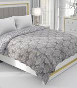 Blue Be Wangle Leaves Printed Reversible Double Bed Dohar AC Blanket