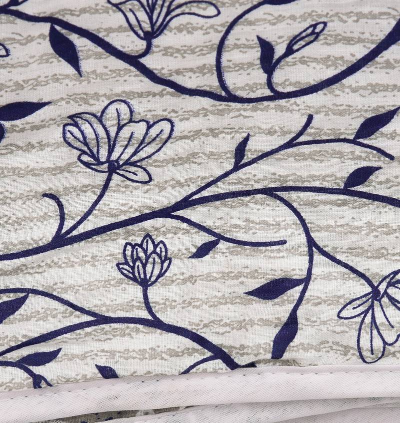 Blue Be Wangle Leaves Printed Reversible Single Bed Dohar AC Blanket