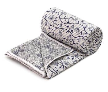 Blue Be Wangle Leaves Printed Reversible Single Bed Dohar AC Blanket 4