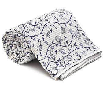 Blue Be Wangle Leaves Printed Reversible Single Bed Dohar AC Blanket 5