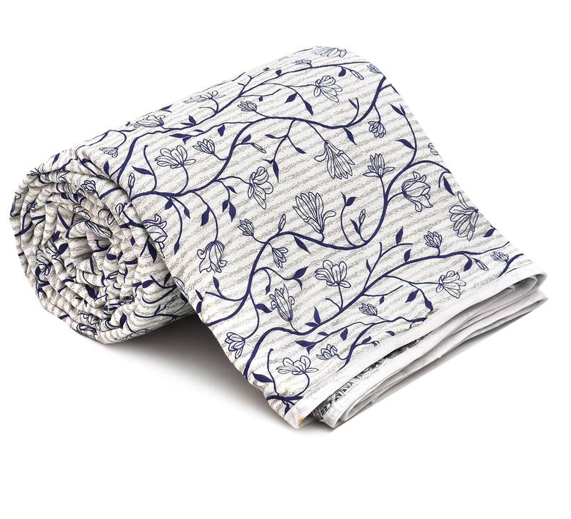 Blue Be Wangle Leaves Printed Reversible Single Bed Dohar AC Blanket