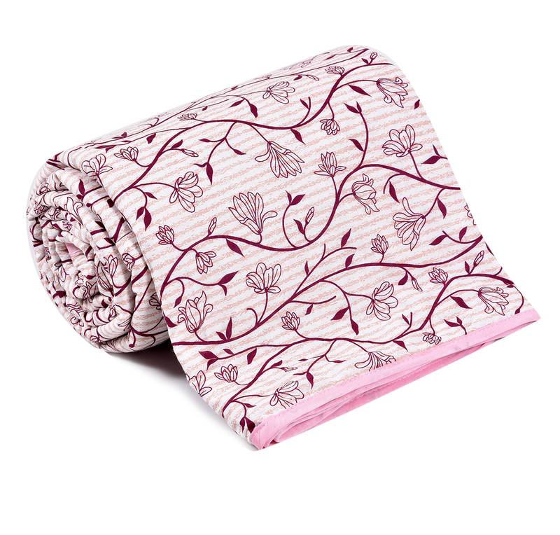 Orange Be Wangle Leaves Printed Reversible Double Bed Dohar AC Blanket