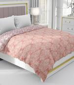 Orange Be Wangle Leaves Printed Reversible Single Bed Dohar AC Blanket