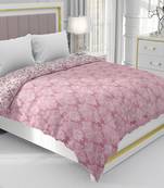 Pink Be Wangle Leaves Printed Reversible Single Bed Dohar AC Blanket
