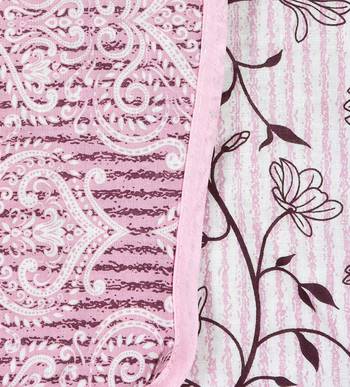 Pink Be Wangle Leaves Printed Reversible Single Bed Dohar AC Blanket 2