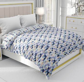 Blue Be Wangle Geometric Printed Reversible Single Bed Dohar AC Blanket 1