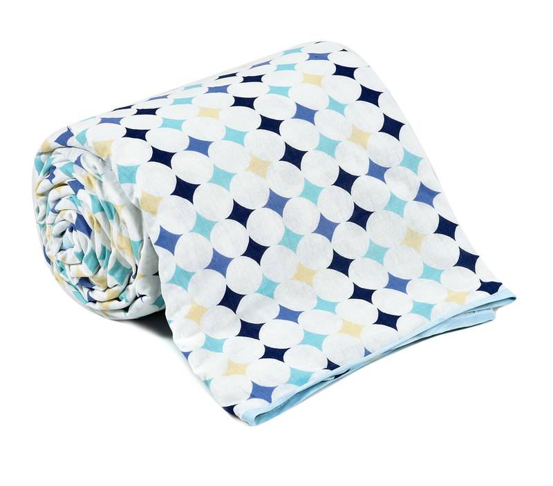 Blue Be Wangle Geometric Printed Reversible Single Bed Dohar AC Blanket