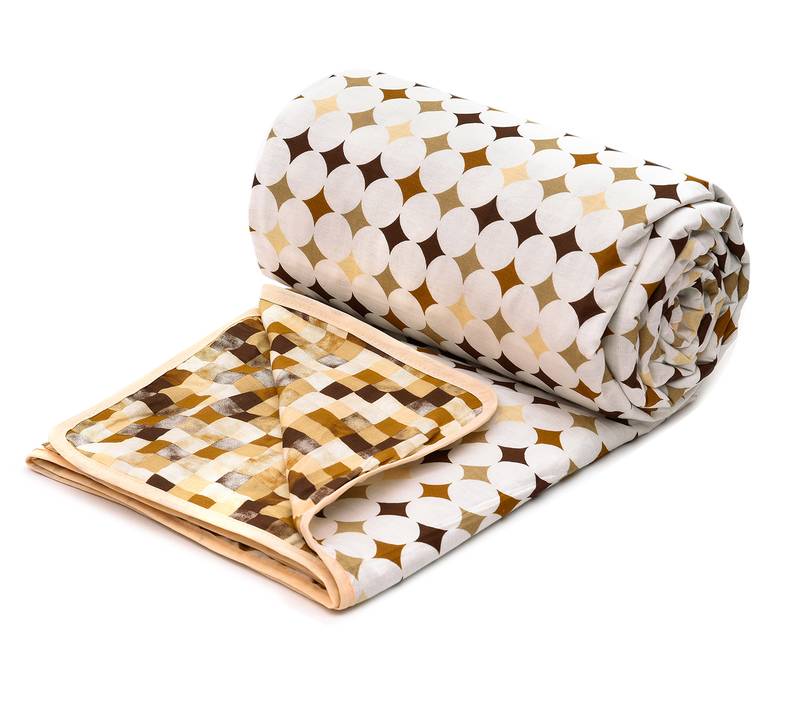 Brown Be Wangle Geometric Printed Reversible Double Bed Dohar AC Blanket
