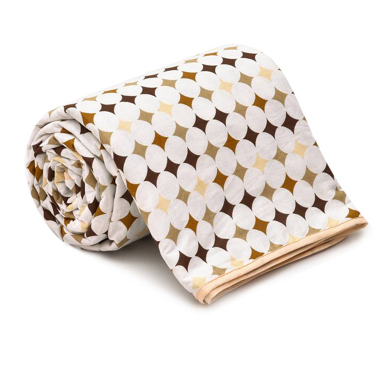 Brown Be Wangle Geometric Printed Reversible Double Bed Dohar AC Blanket