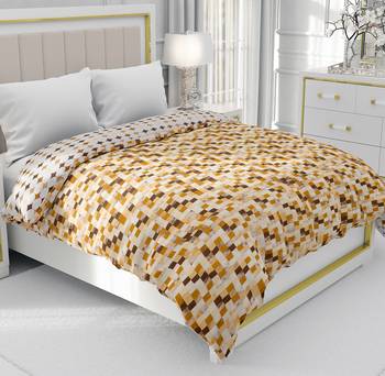 Brown Be Wangle Geometric Printed Reversible Single Bed Dohar AC Blanket 1