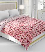Light Red Be Wangle Geometric Printed Reversible Double Bed Dohar AC Blanket