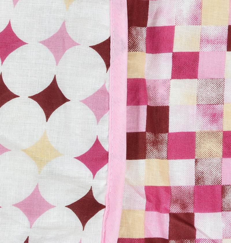 Light Red Be Wangle Geometric Printed Reversible Double Bed Dohar AC Blanket