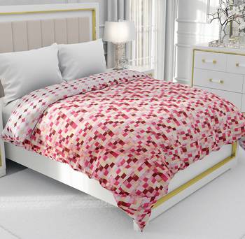 Light Red Be Wangle Geometric Printed Reversible Single Bed Dohar AC Blanket 1