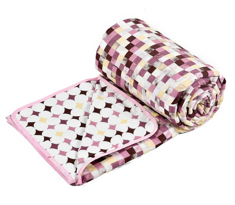 Pink Be Wangle Geometric Printed Reversible Single Bed Dohar AC Blanket