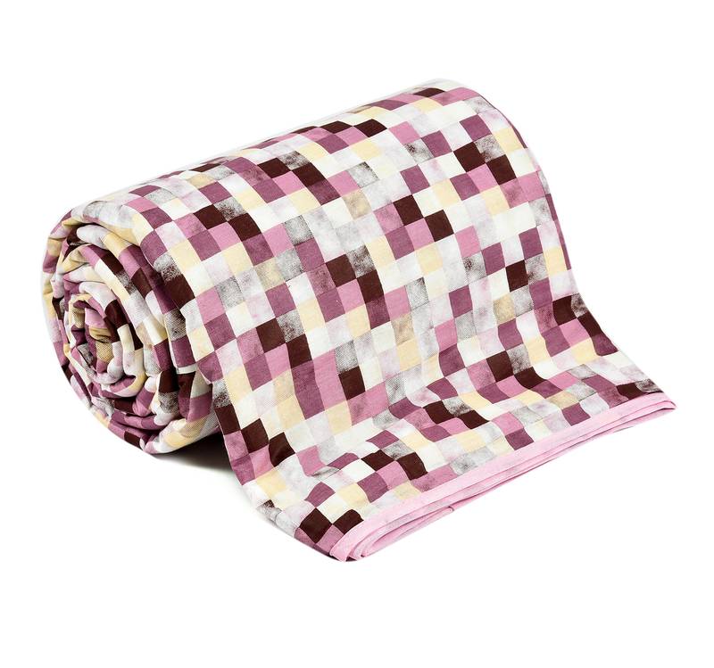Pink Be Wangle Geometric Printed Reversible Single Bed Dohar AC Blanket