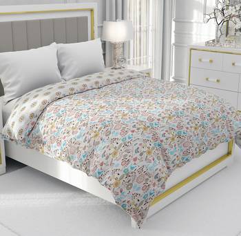 Blue Be Wangle Floral Printed Reversible Single Bed Dohar AC Blanket 1