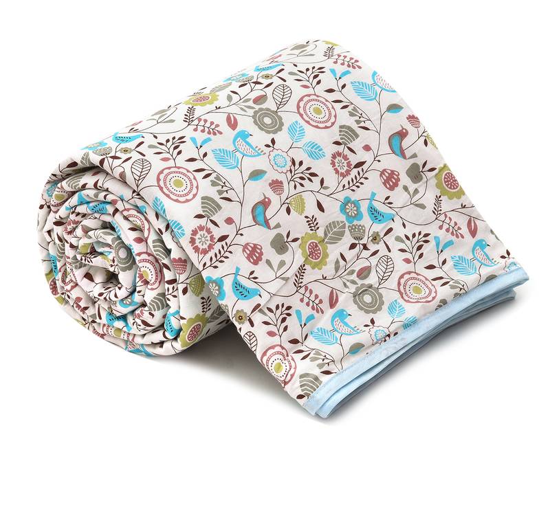 Blue Be Wangle Floral Printed Reversible Single Bed Dohar AC Blanket