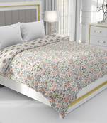 Dark Orange Be Wangle Floral Printed Reversible Double Bed Dohar AC Blanket