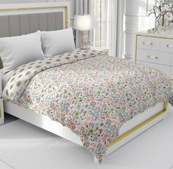 Dark Orange Be Wangle Floral Printed Reversible Single Bed Dohar AC Blanket 1
