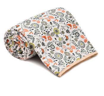 Dark Orange Be Wangle Floral Printed Reversible Single Bed Dohar AC Blanket 3