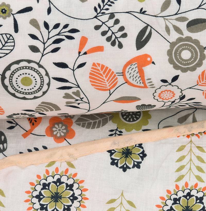 Dark Orange Be Wangle Floral Printed Reversible Single Bed Dohar AC Blanket