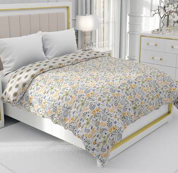 Orange Be Wangle Floral Printed Reversible Single Bed Dohar AC Blanket 1